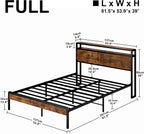 LIKIMIO Double Storage Headboard Vintage Bed Frame