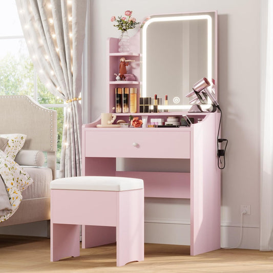 LIKIMIO Pink Makeup Vanity Desk