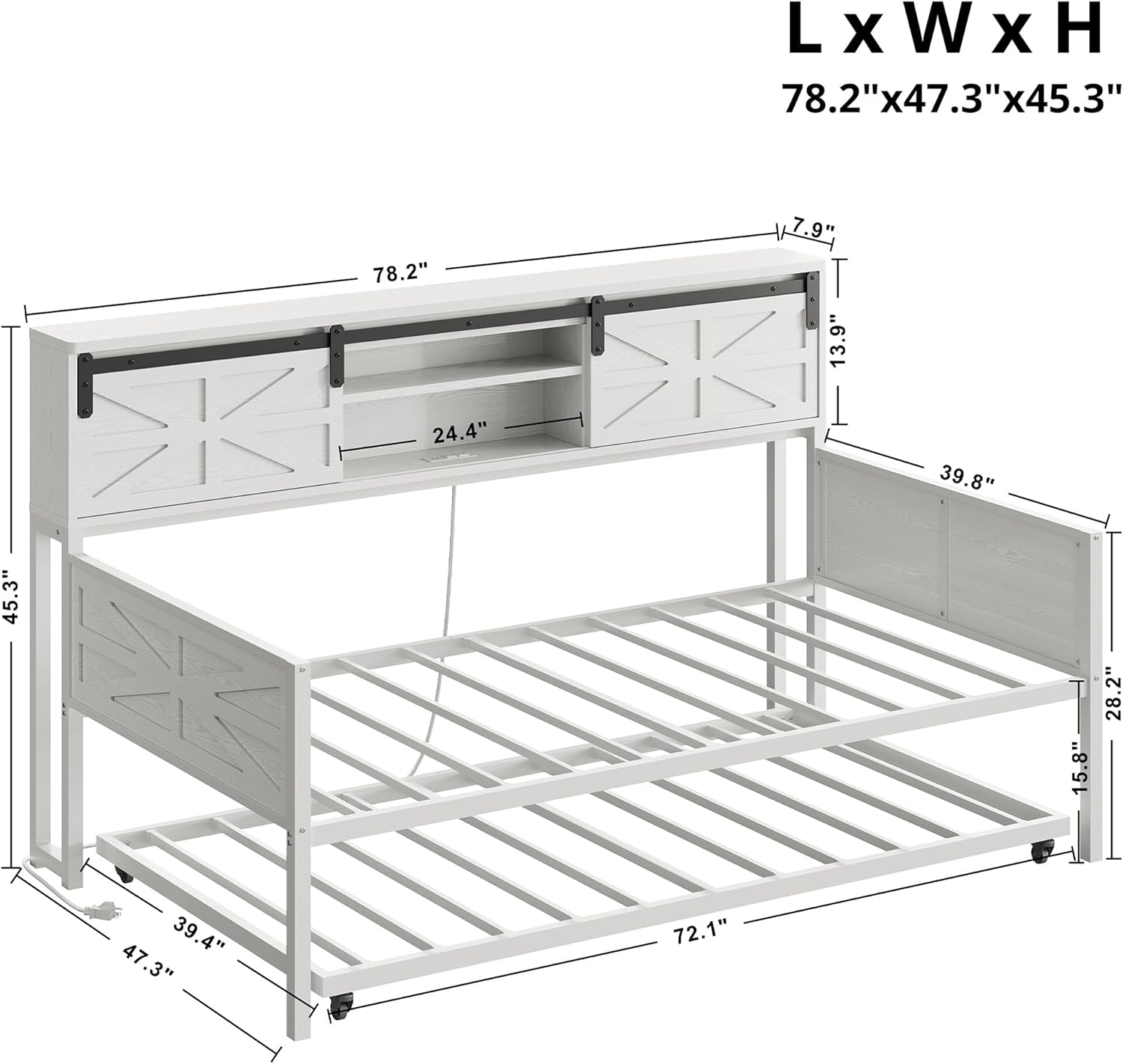 LIKIMIO Farmhouse Trundle Sofa Bed