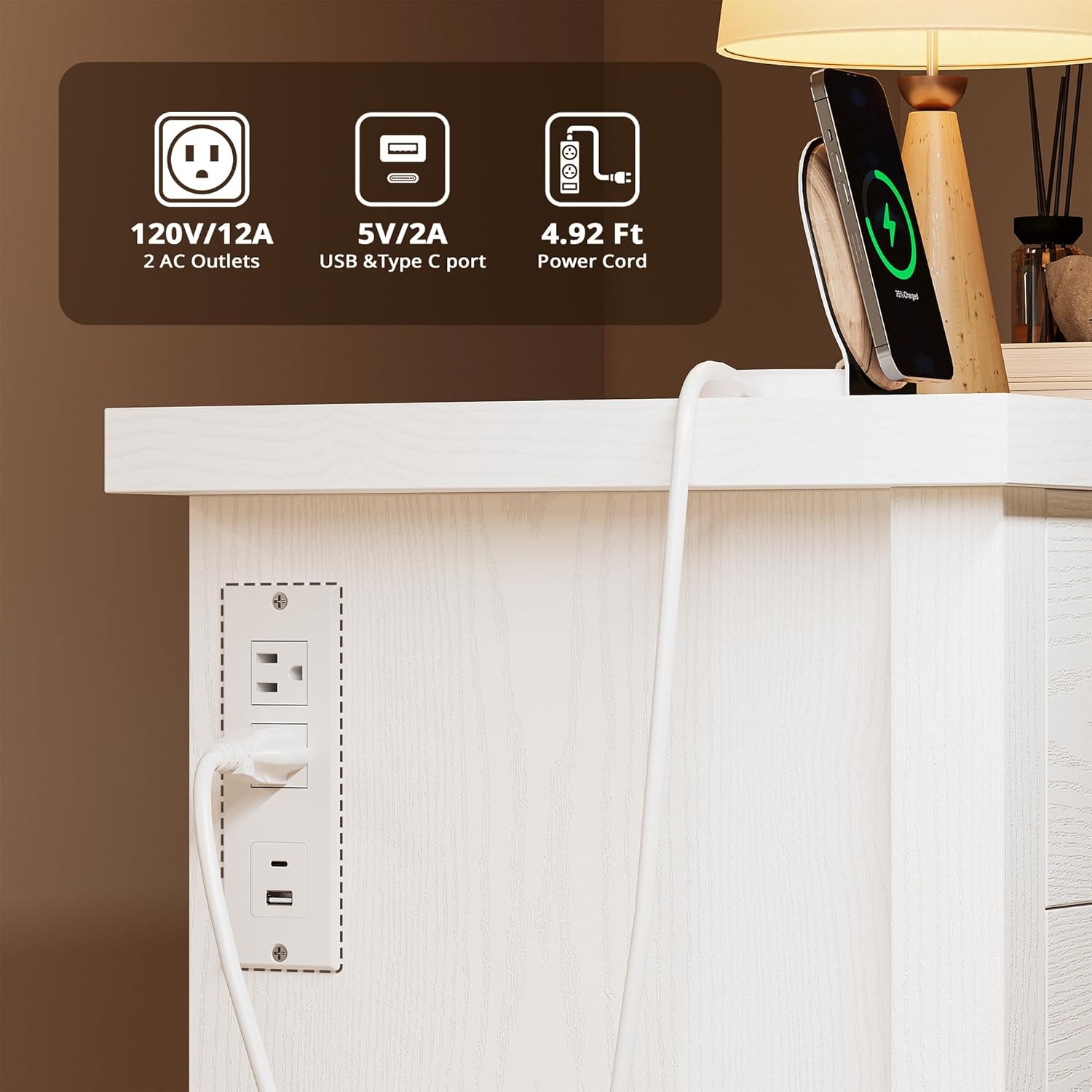 LIKIMIO Fabric Side Pocket & Wooden 10-Drawers Dresser