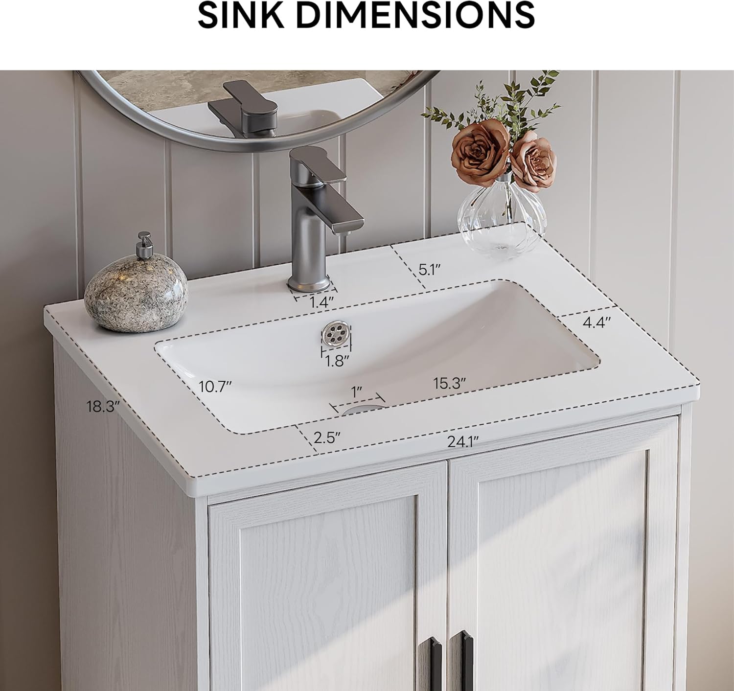 LIKIMIO Single Ceramic Bathroom Vanity（24"）