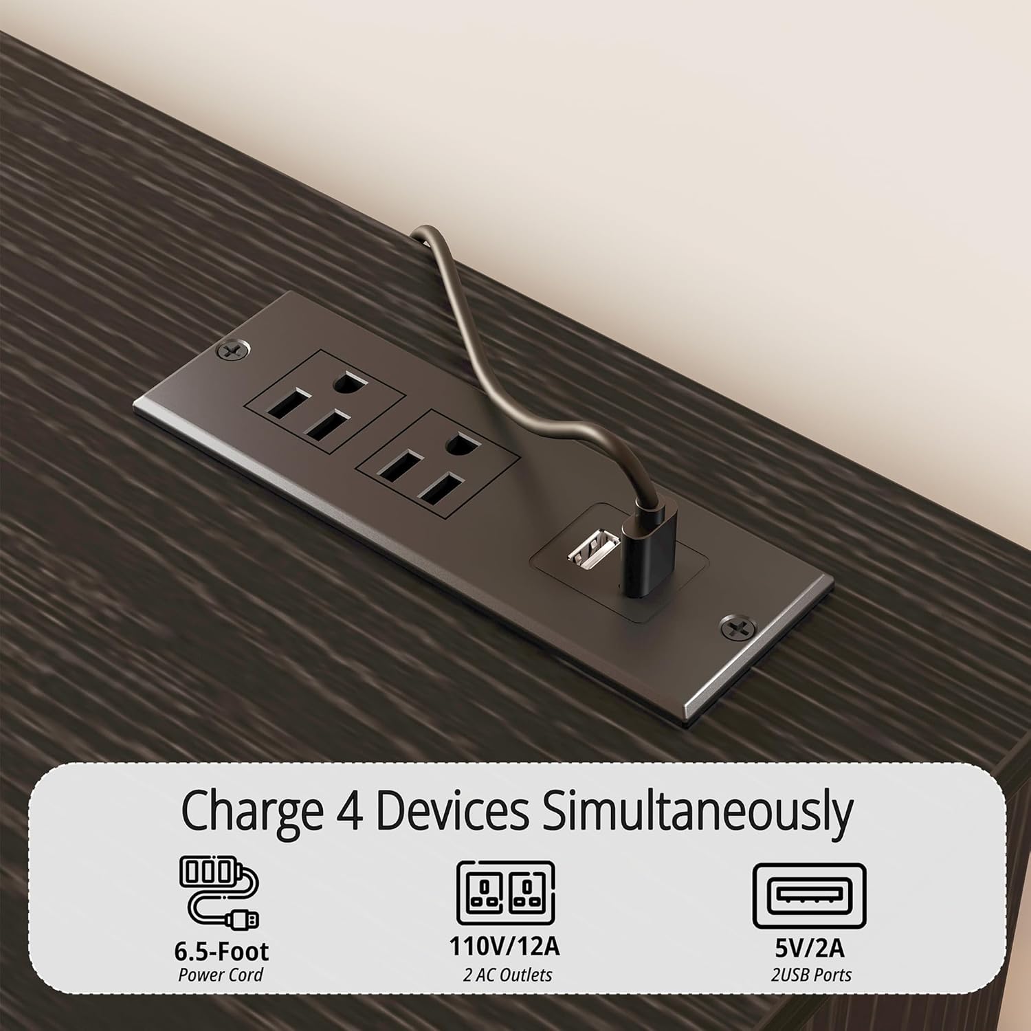 LIKIMIO LED & Power Strip Dresser 6-Drawer (59")