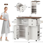 LIKIMIO 51" Mobile Kitchen Island Cart with Drop Leaf & Power Outlet