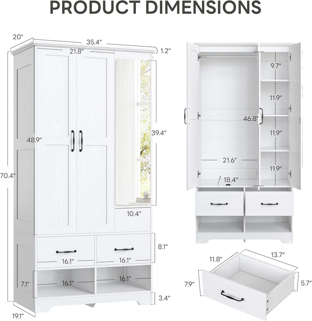 LIKIMIO Semi-mirror Storage Closet（70.35“）