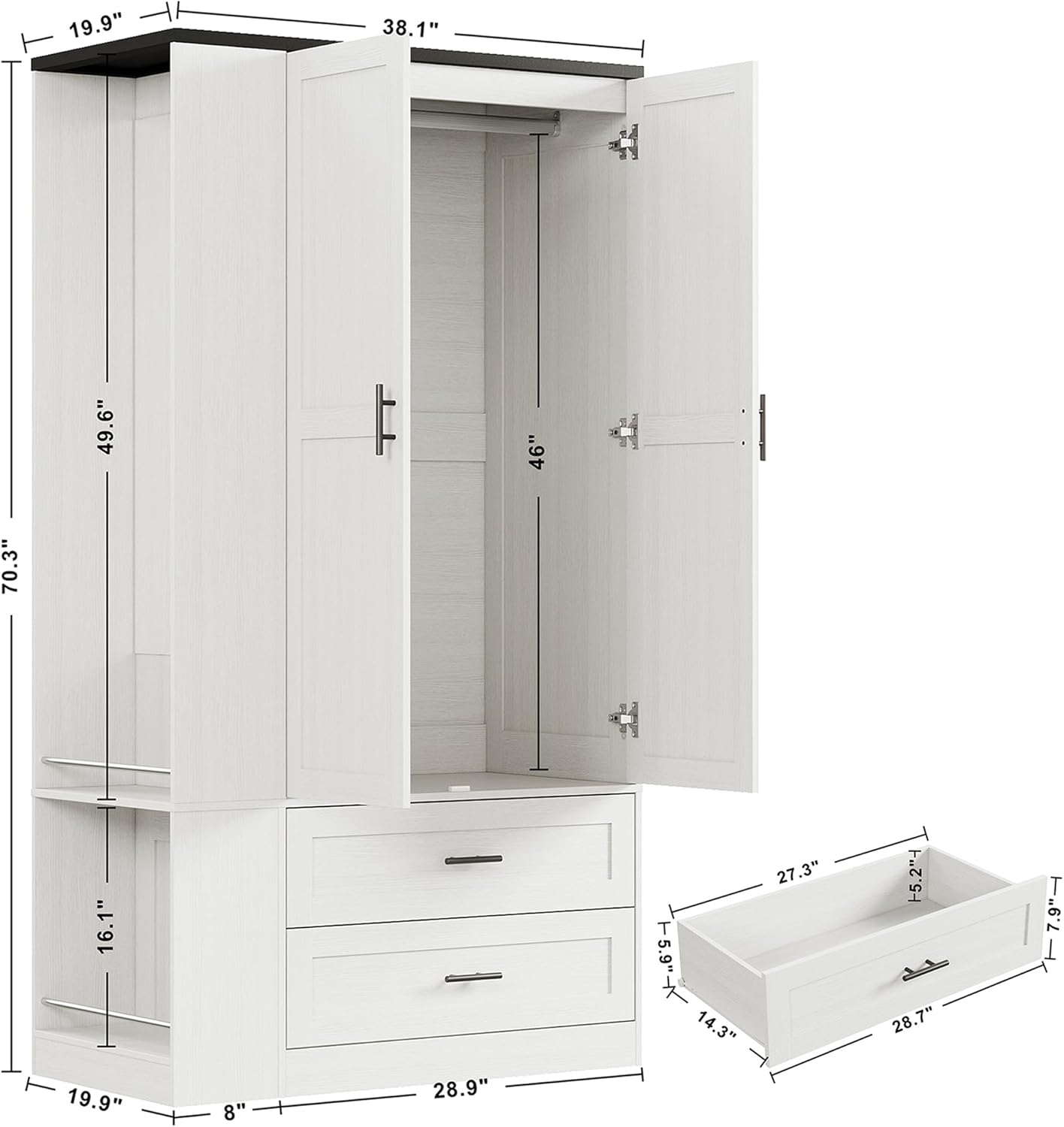 LIKIMIO Hidden Dressing Mirrorr Wardrobe（70“）