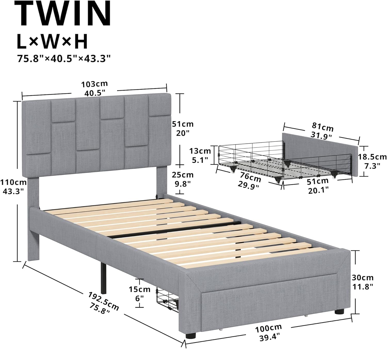 LIKIMIO Storage Bed Frame
