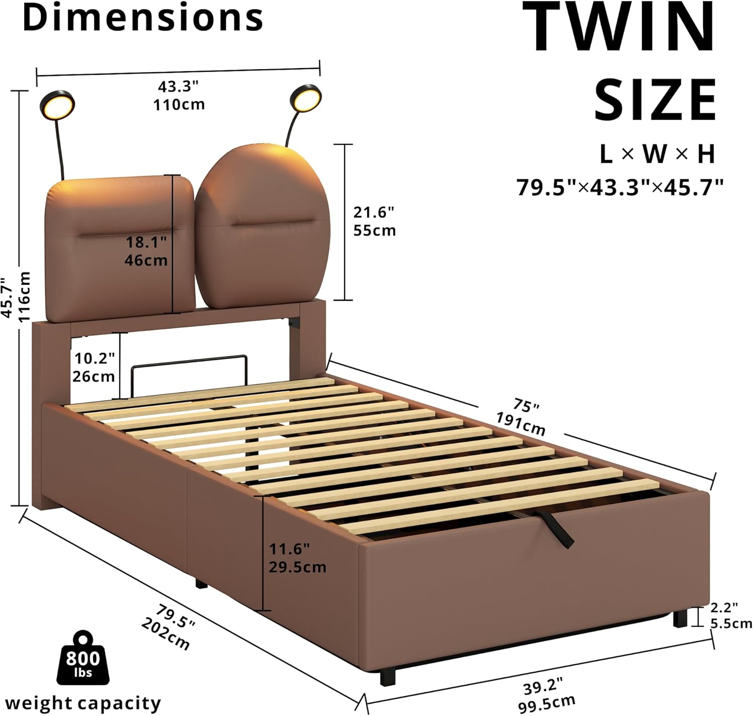 LIKIMIO Liftable Storage Bed Frame