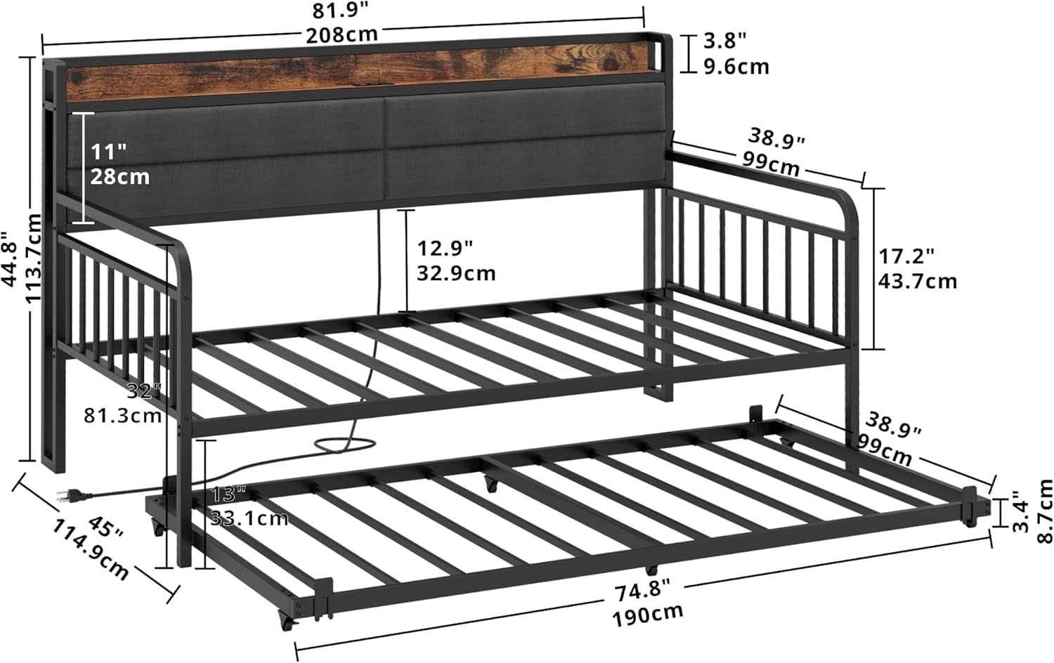 LIKIMIO Trundle Sofa Bed