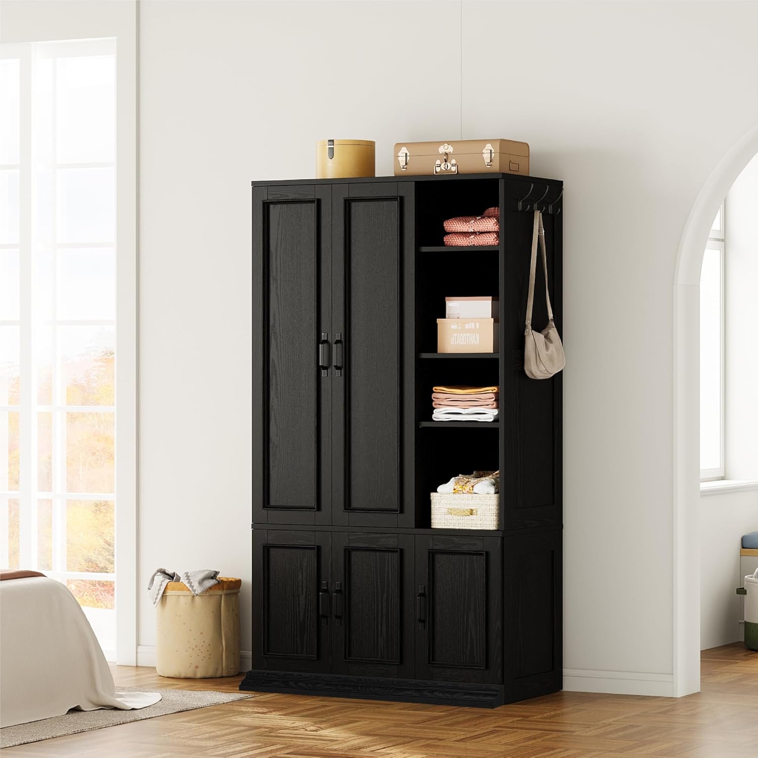 LIKIMIO Armoire Wooden Wardrobe Closet (70")