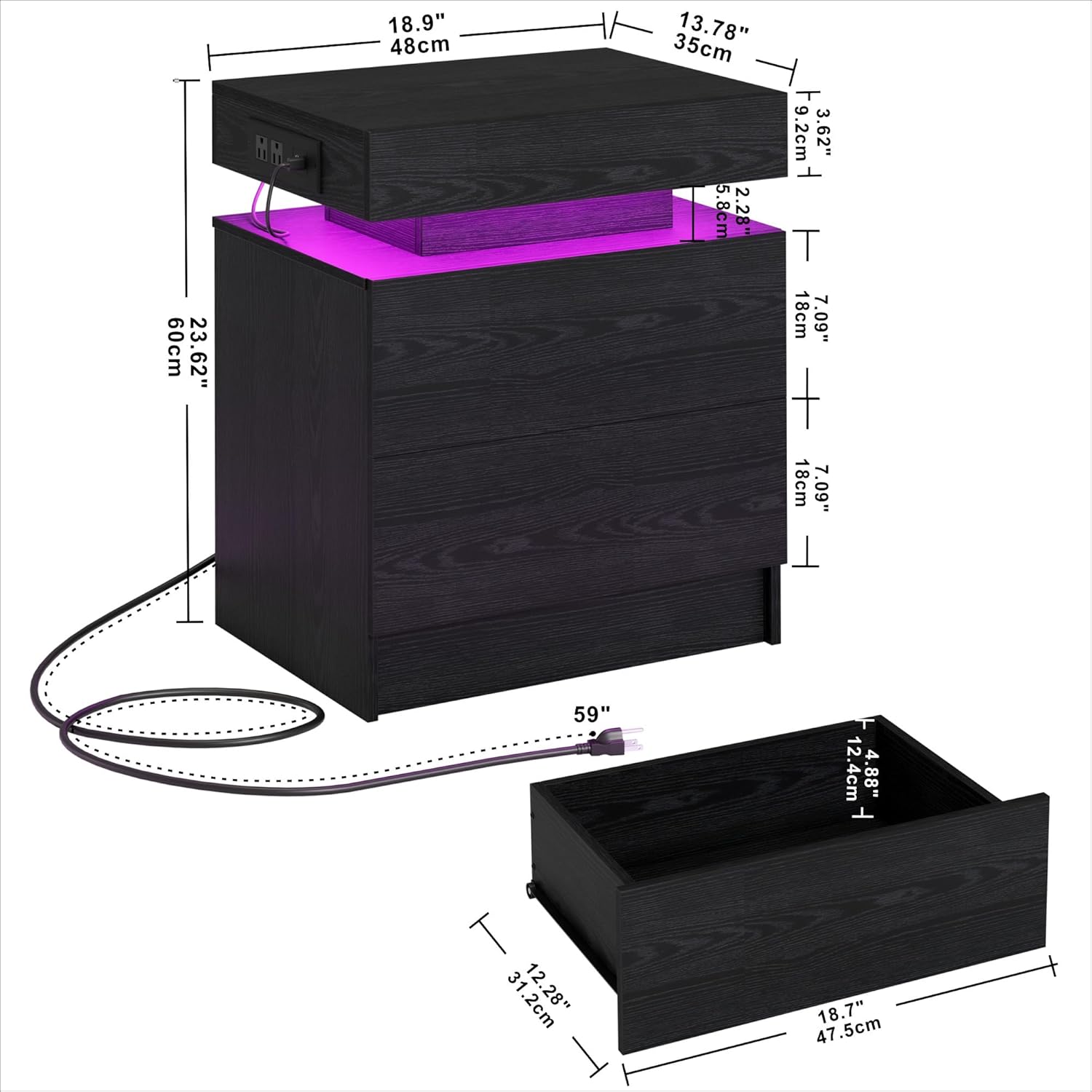 LIKIMIO LED Socket Nightstand