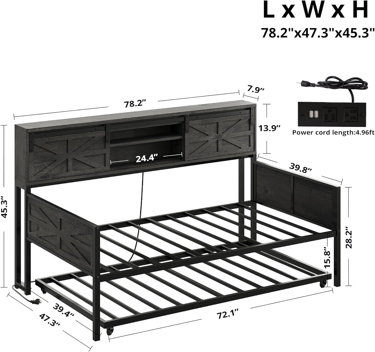LIKIMIO Farmhouse Trundle Sofa Bed
