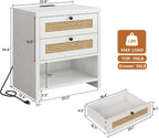 LIKIMIO Rattan Charging Nightstand