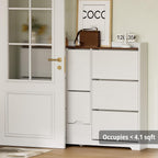 LIKIMIO Flip-Top Drawer & Hidden Stool Shoe Cabinet (63")