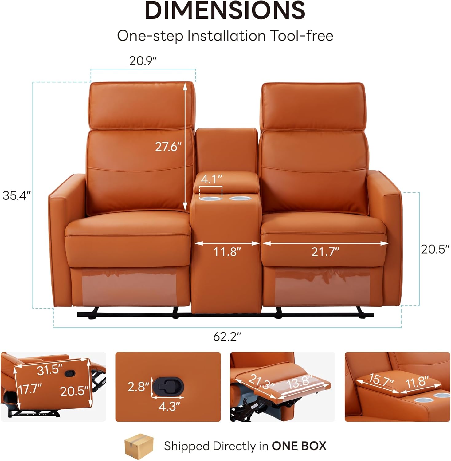 LIKIMIO 62.2” Loveseat Recliner