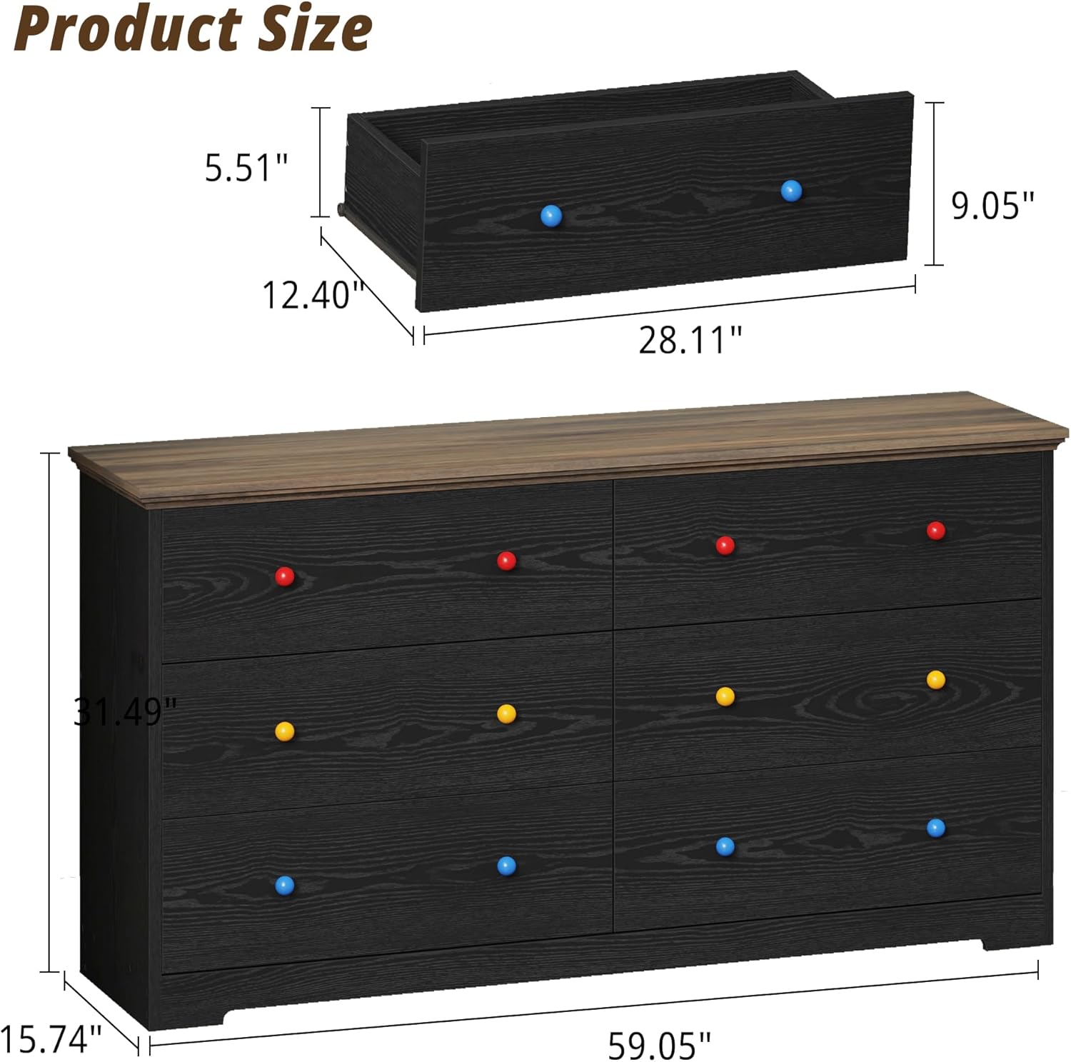 LIKIMIO Wide Wood Chest Dresser (59" )
