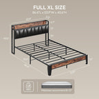 LIKIMIO Element Nest Series Full XL Bed Frame, Dark Grey