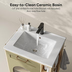 LIKIMIO 24 Inch Bathroom Vanity with Sink, Compact Bathroom Cabinet with Integrated Ceramic Sink