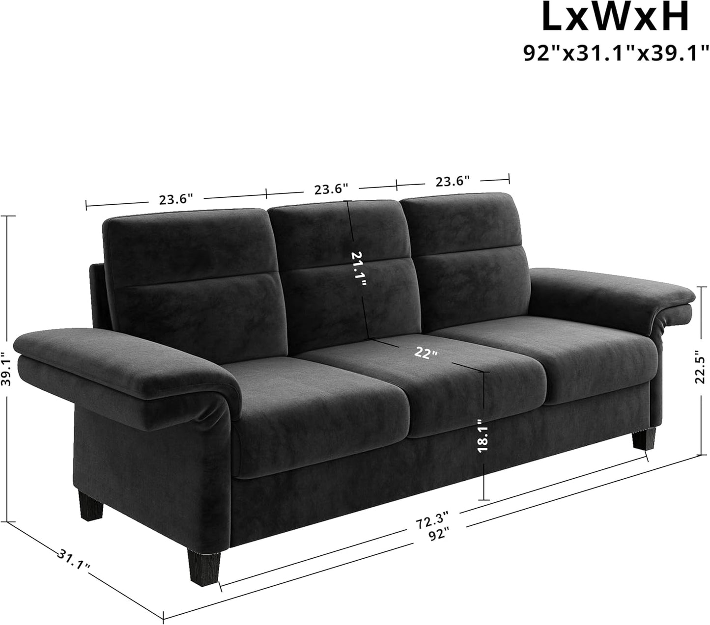 LIKIMIO 92 Inch Sofa