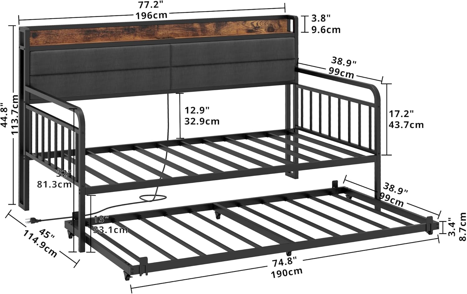 LIKIMIO Trundle Sofa Bed