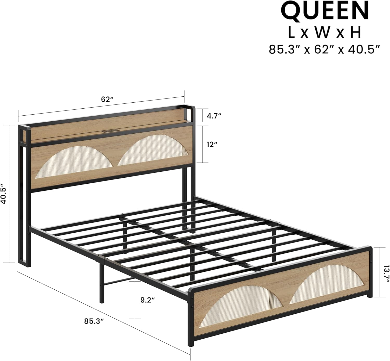 LIKIMIO Modern Architectural Design with Rattan Textures Bed Frame