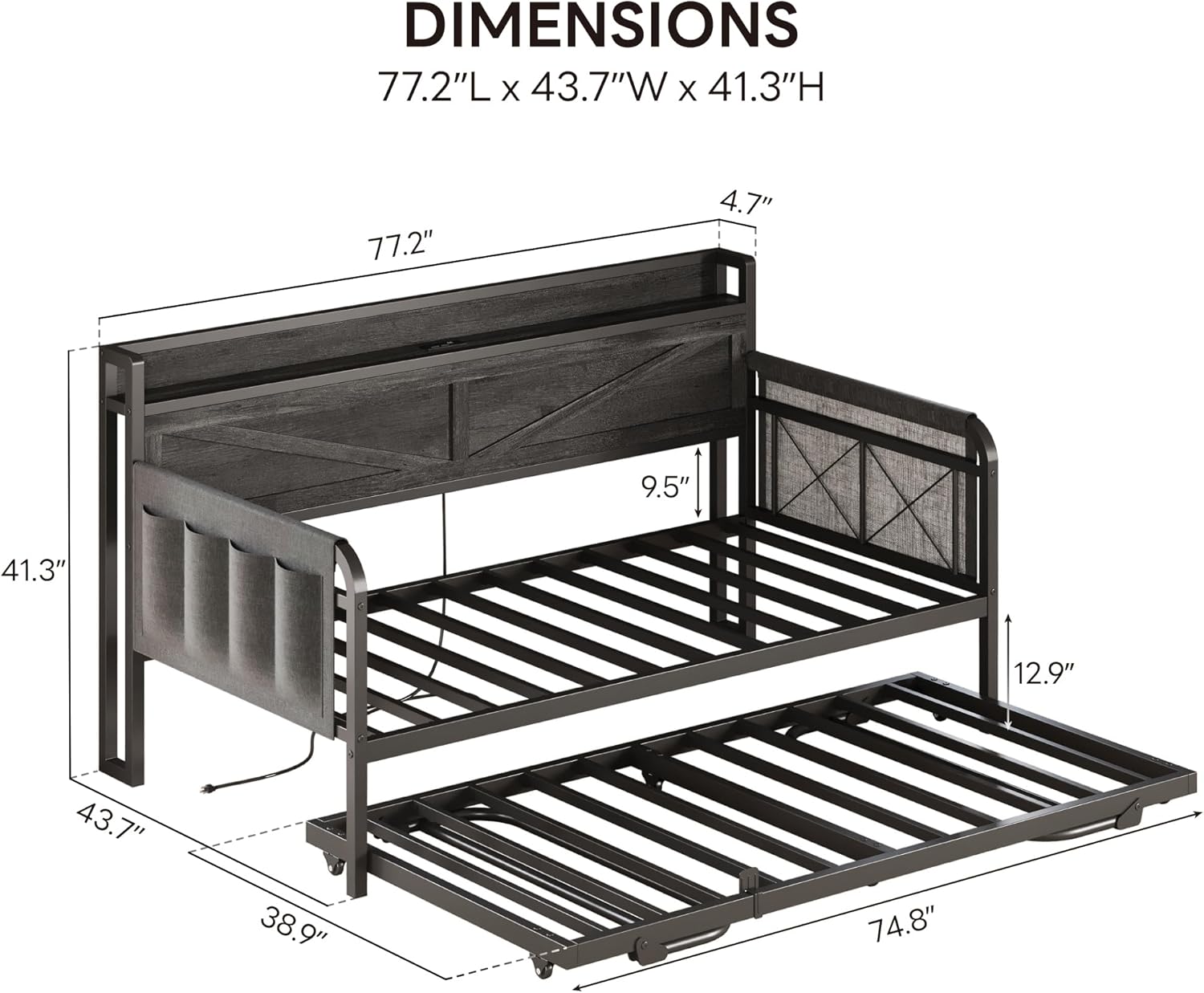 LIKIMIO Trundle Sofa Bed Frame
