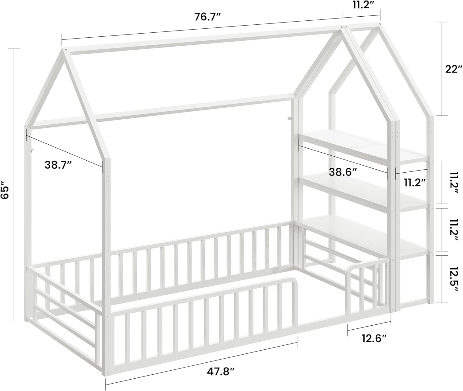 LIKIMIO Floor-standing Storage Loft Bed Frame