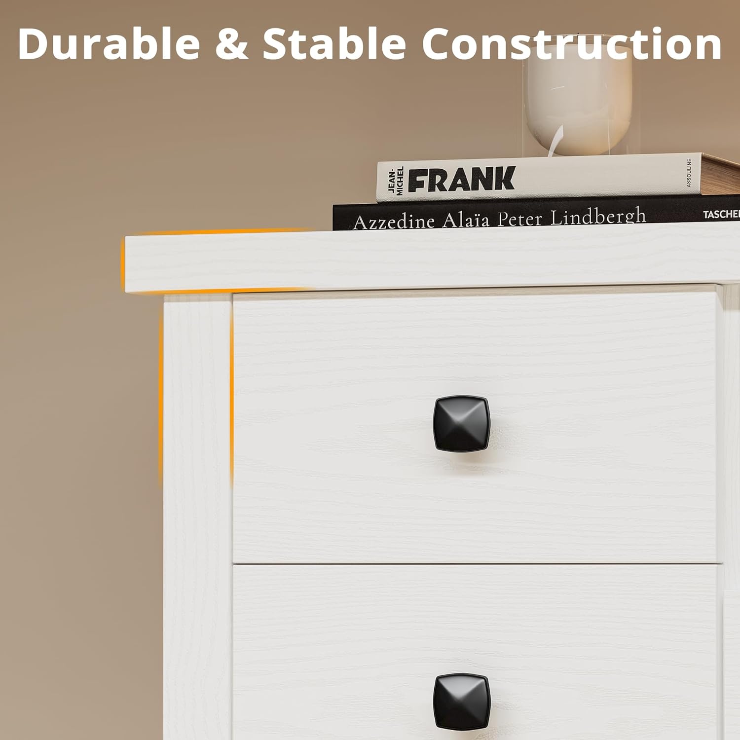 LIKIMIO Fabric Side Pocket & Wooden 10-Drawers Dresser