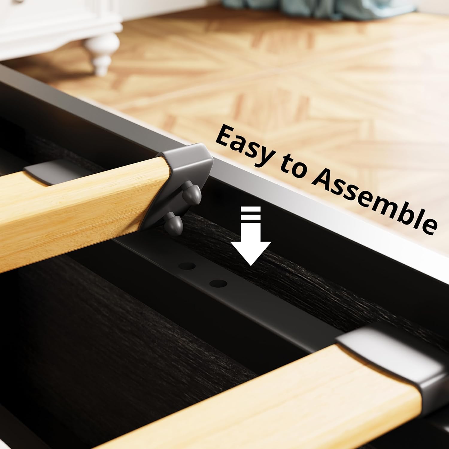 LIKIMIO Wooden Slatted Platform Bed Frame