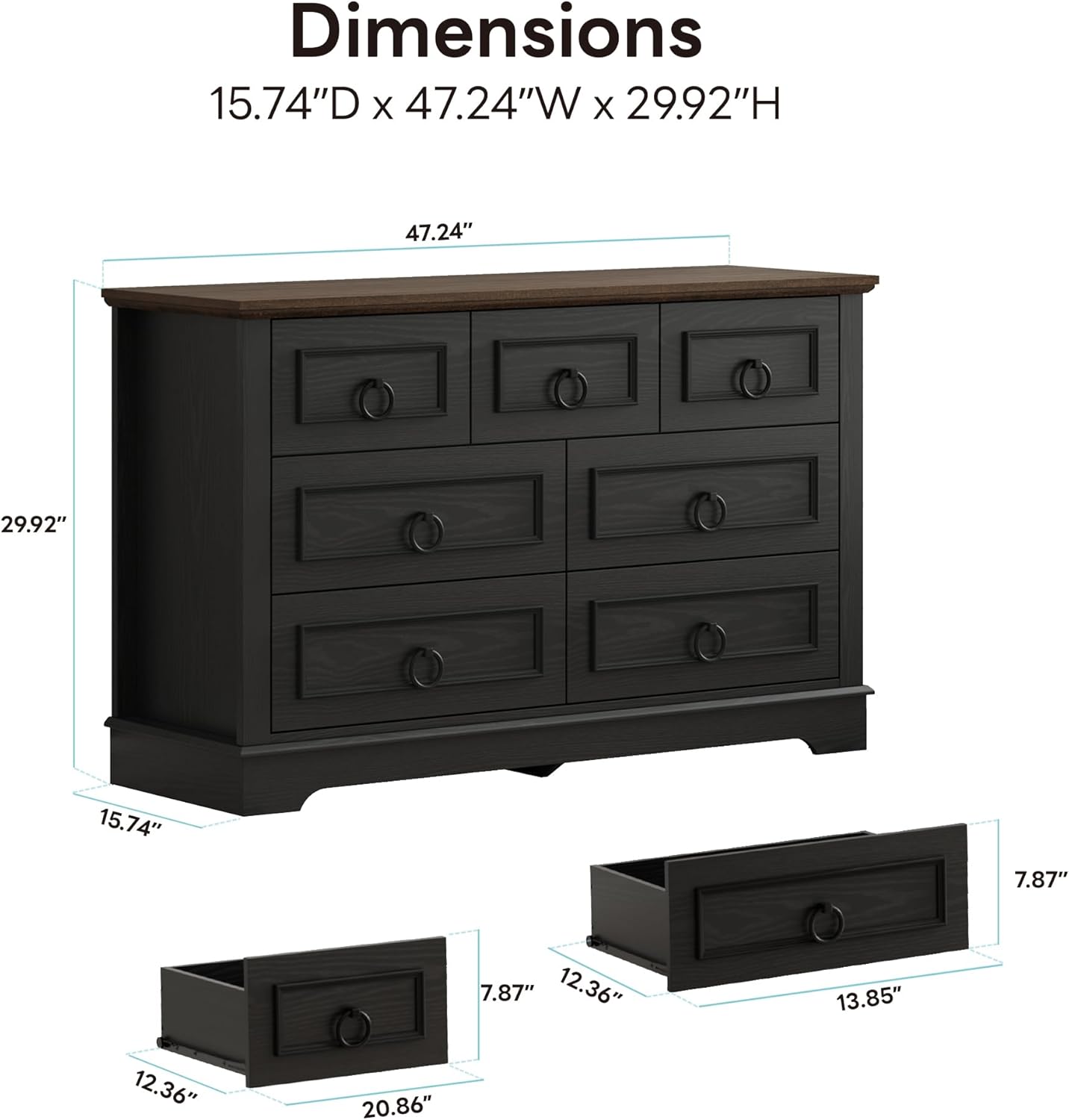 LIKIMIO Wooden 7-Drawer Dresser (47.2")
