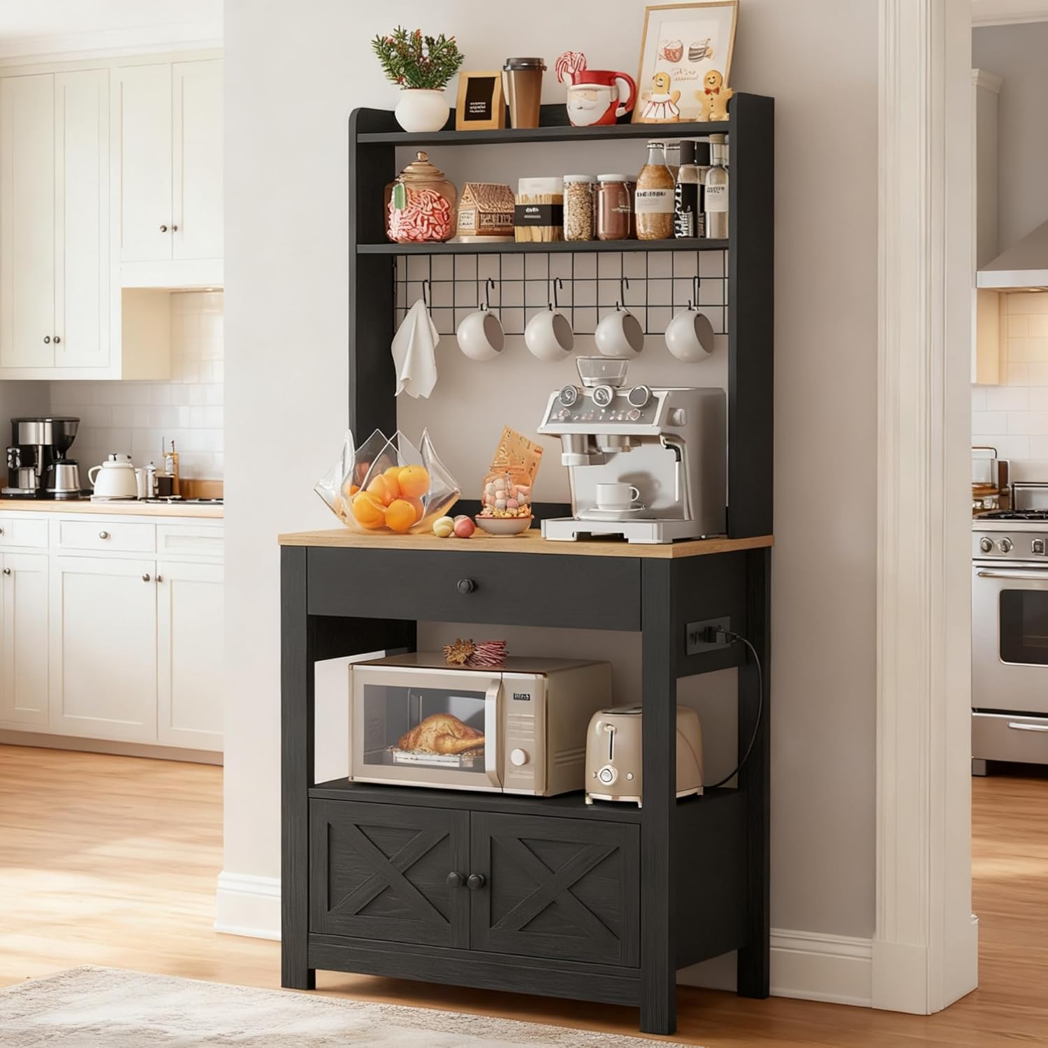 LIKIMIO Farmhouse Style Baker Rack