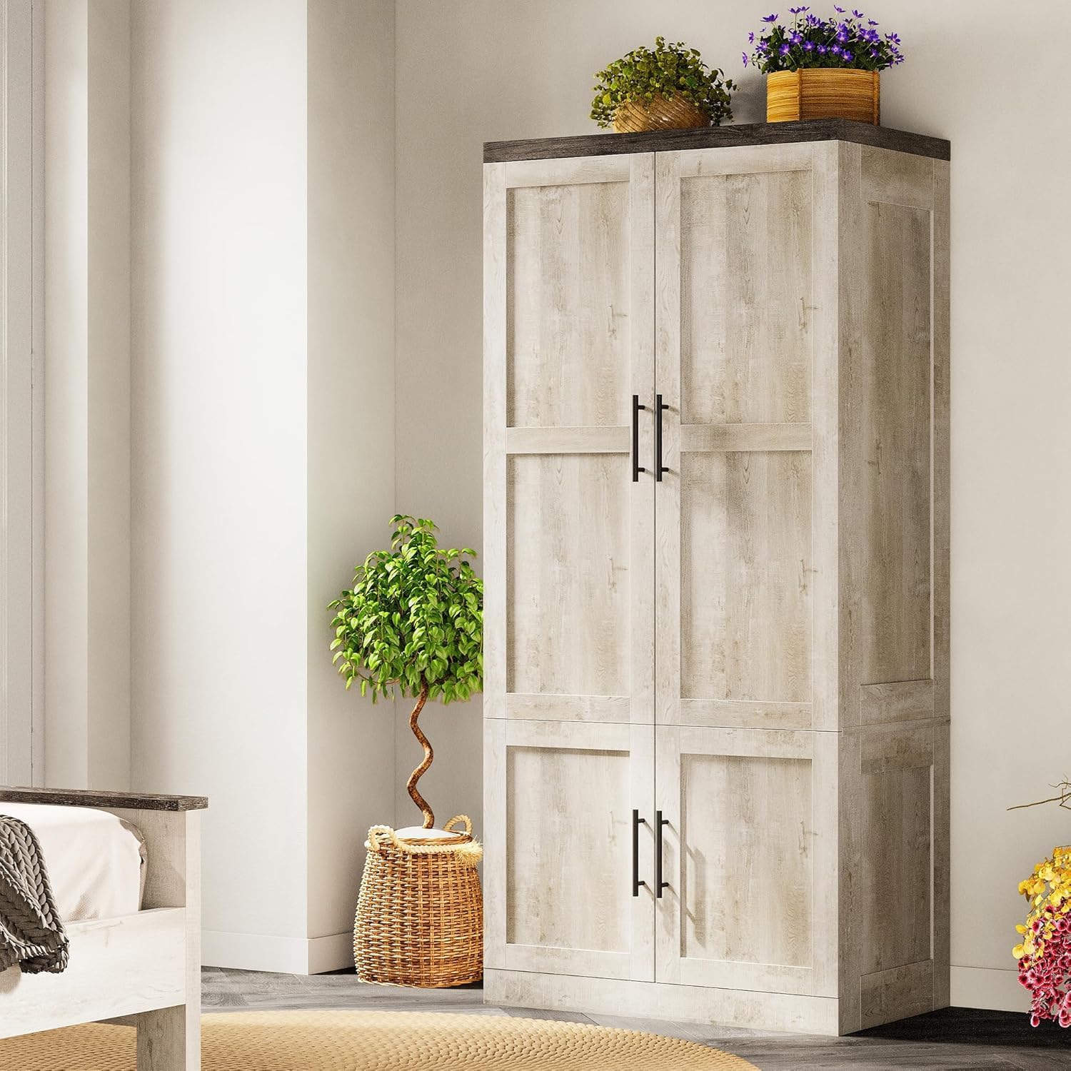 LIKIMIO Farmhouse Wardrobe Closet（70.9”）
