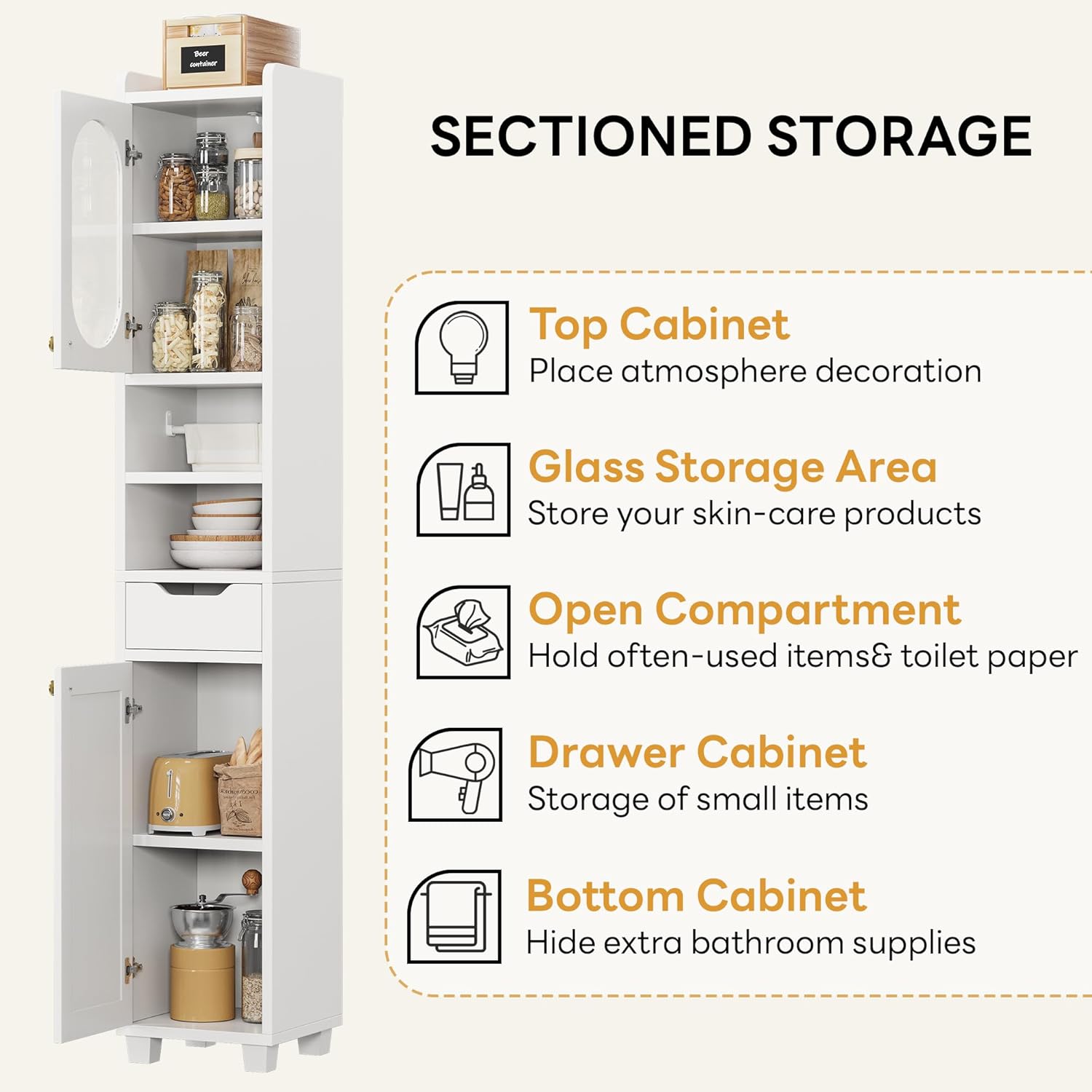 LIKIMIO Slim Freestanding Storage Cabinet（69“）