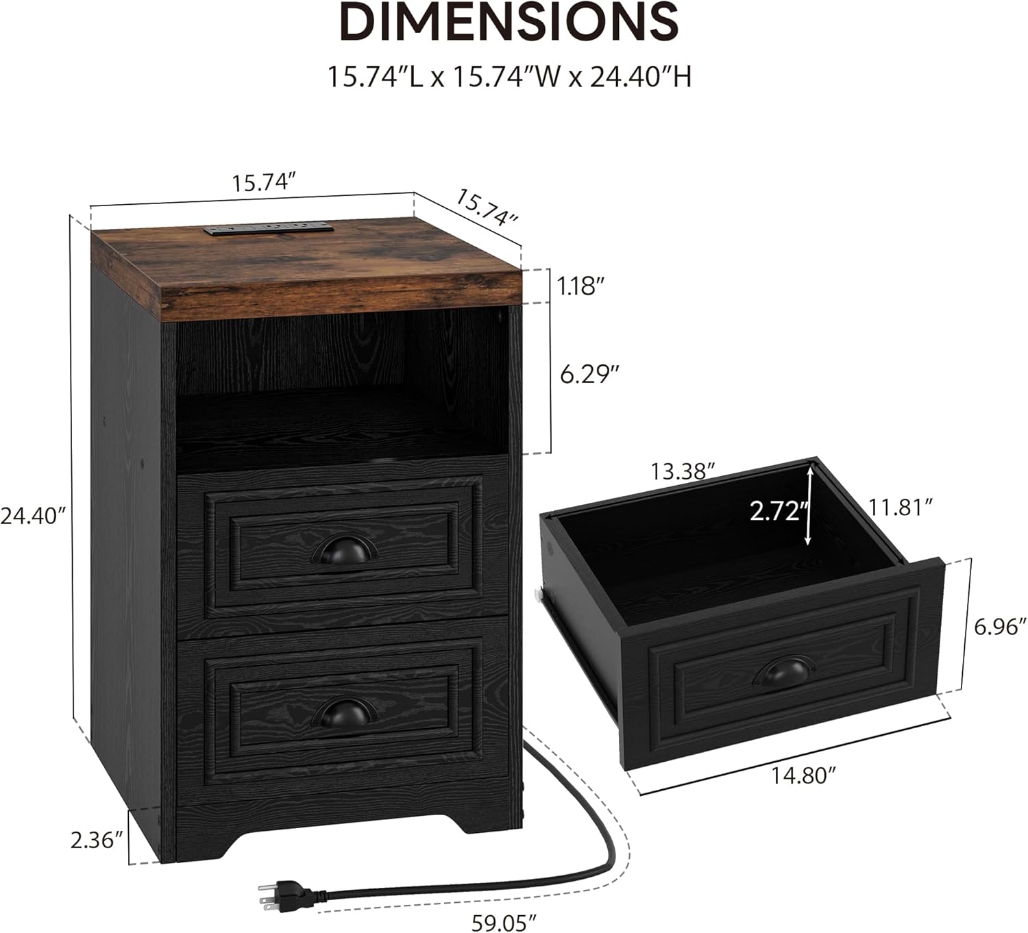 LIKIMIO Farmhouse End Table