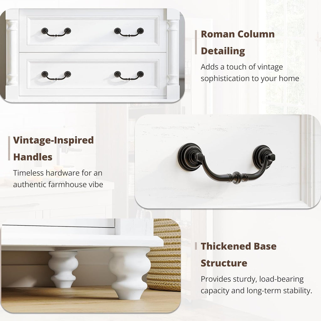 LIKIMIO Farmhouse Style Roman Column Wooden Wardrobe (70")