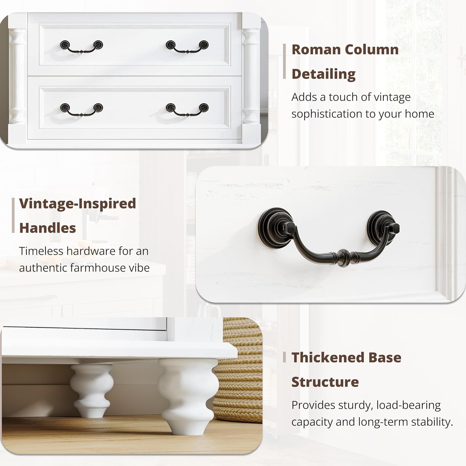 LIKIMIO Farmhouse Style Roman Column Wooden Wardrobe (70")