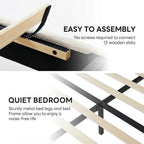 LIKIMIO Full Bed Frame with Headboard, with USB Ports, Cream White