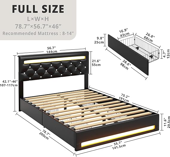 LIKIMIO PU Leather Bed Frame
