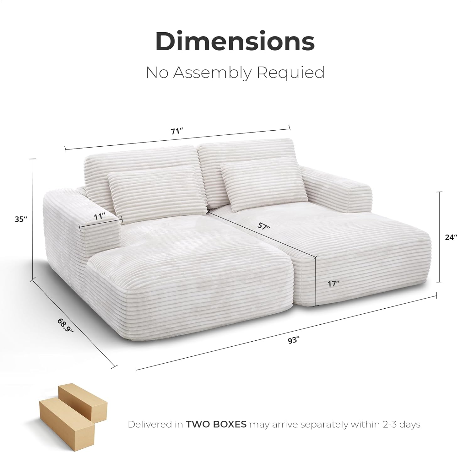 LIKIMIO 93”  Cloud Corduroy Sofa Bed