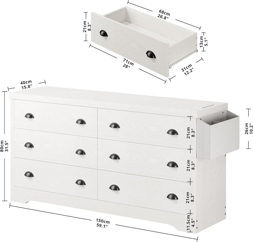 LIKIMIO 6-Drawer MDF Board Dresser (31.5")