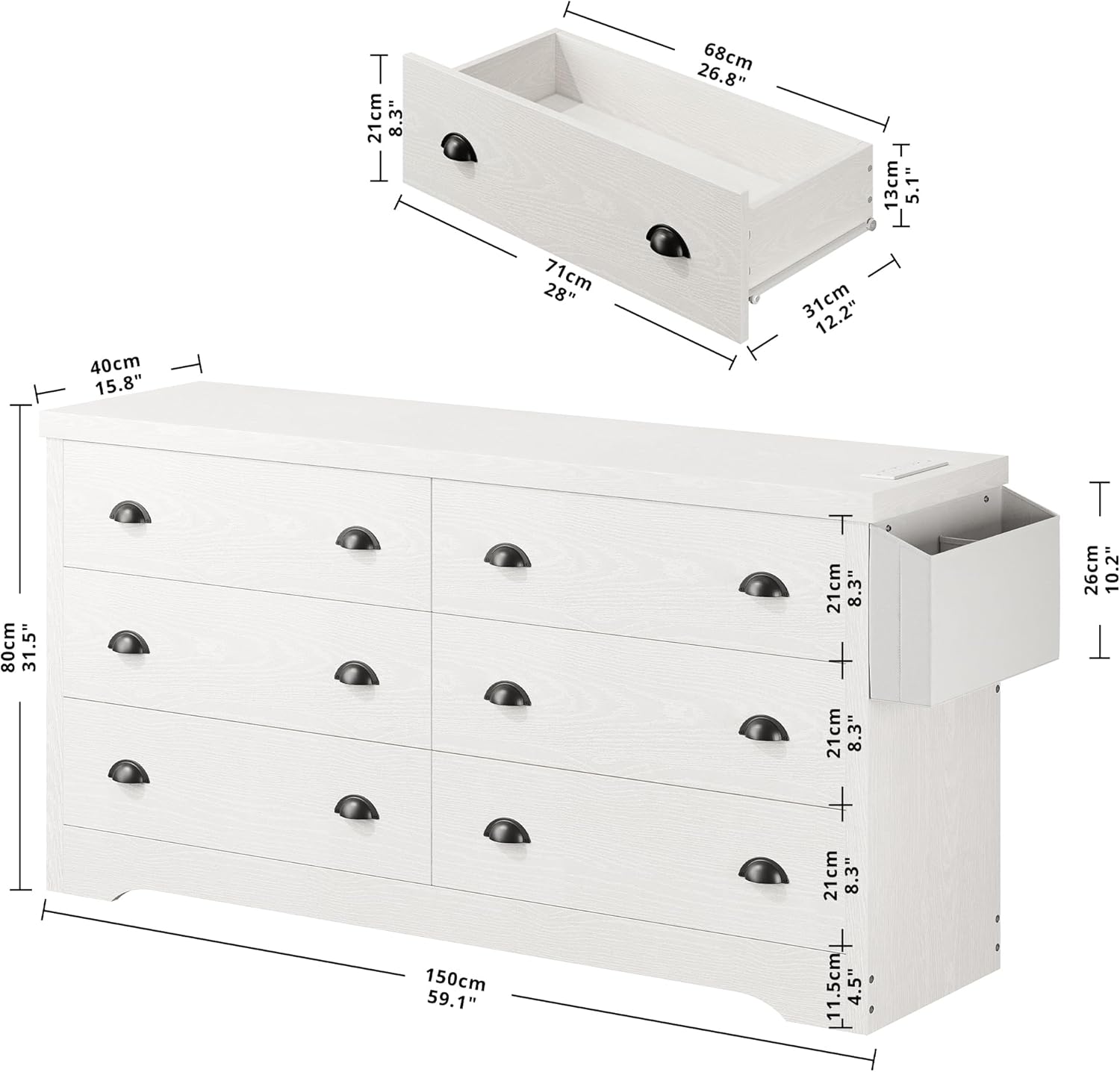 LIKIMIO 6-Drawer MDF Board Dresser (31.5")