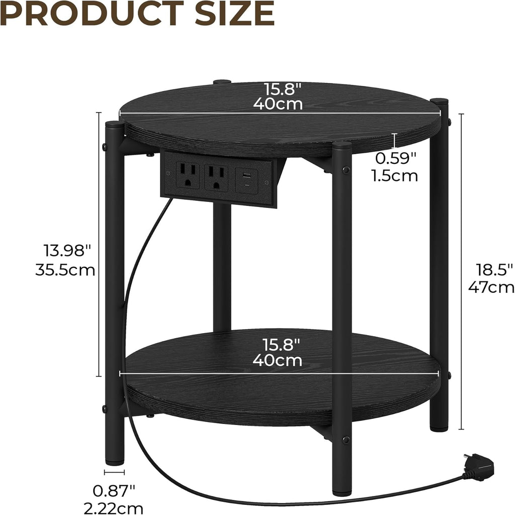 LIKIMIO 2-Tier Round End Table