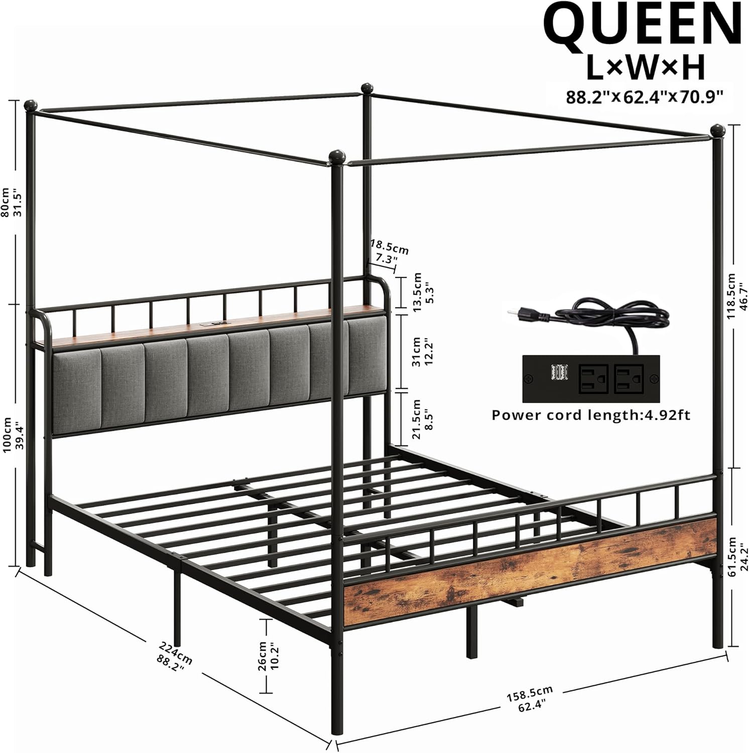 LIKIMIO Canopy Bed Frame
