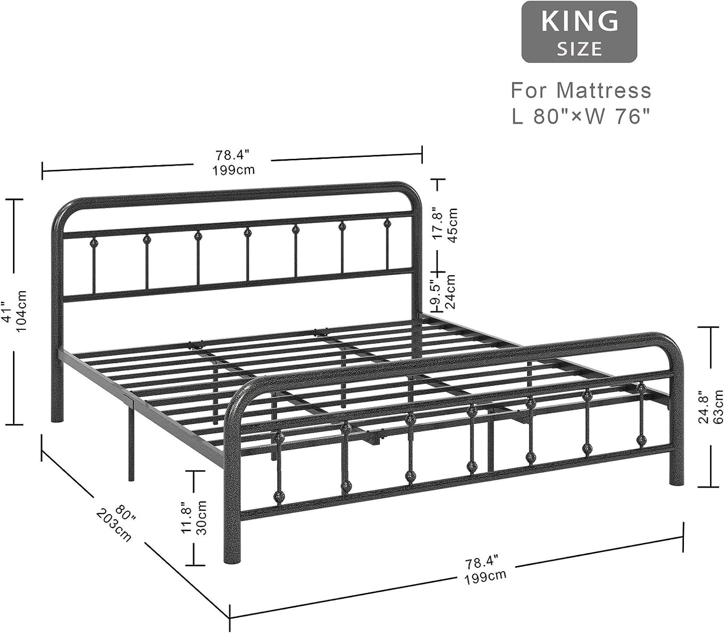 Easy Assemble King Metal Bed Frame