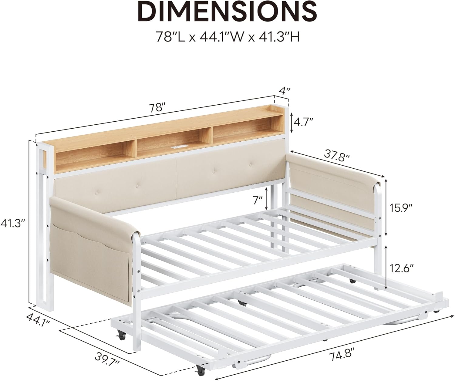 LIKIMIO Storage Sofa Bed on Casters