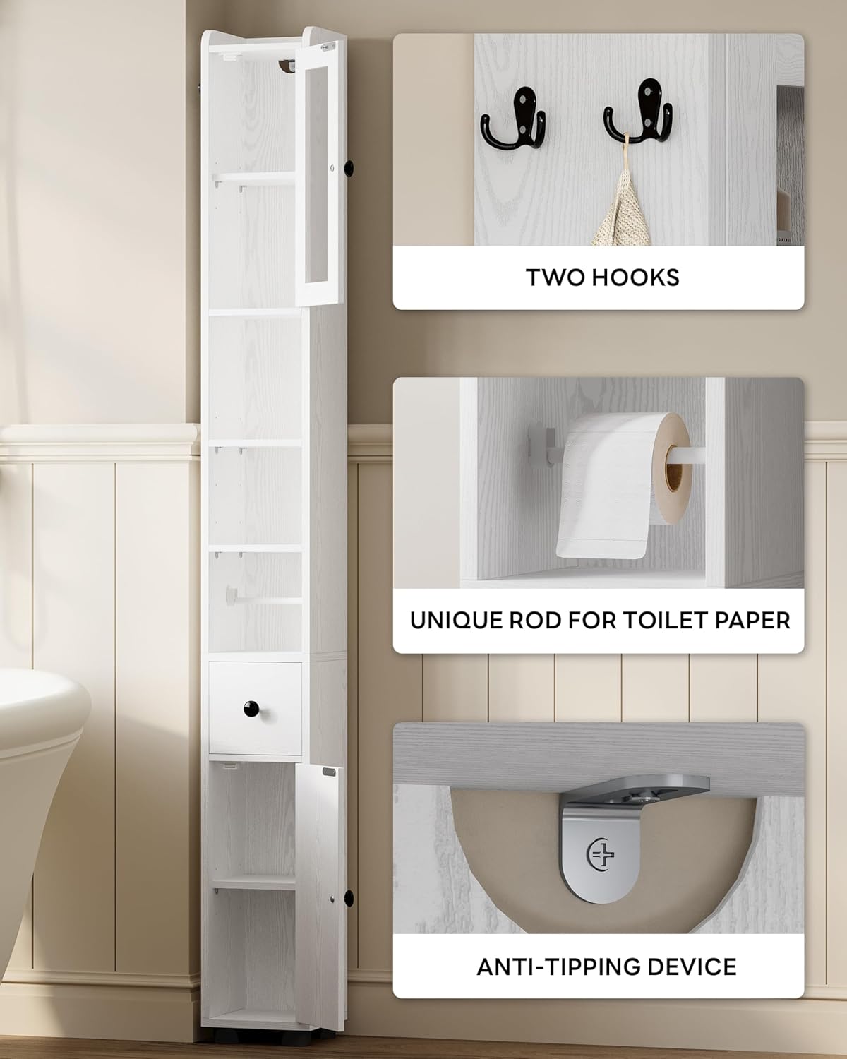 LIKIMIO Freestanding Slim Bathroom Storage Cabinet（71“）