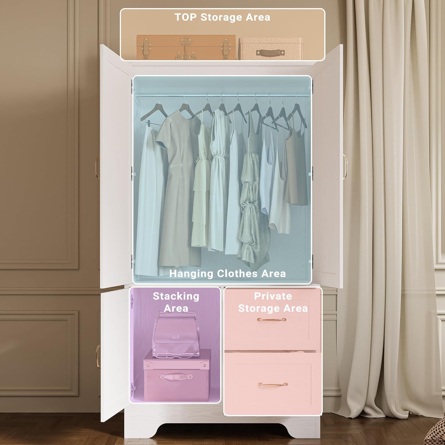 LIKIMIO Half-length Mirror MDF Wooden Closet（68”）