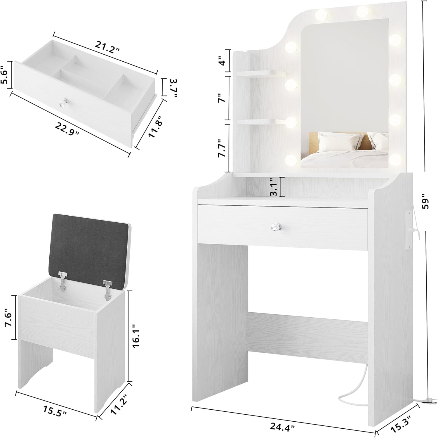 LIKIMIO Adjustable Lighting Vanity Set