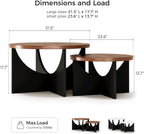 LIKIMIO 31.5" Nesting Round Side Coffee Tables Set of 2,  Walnut