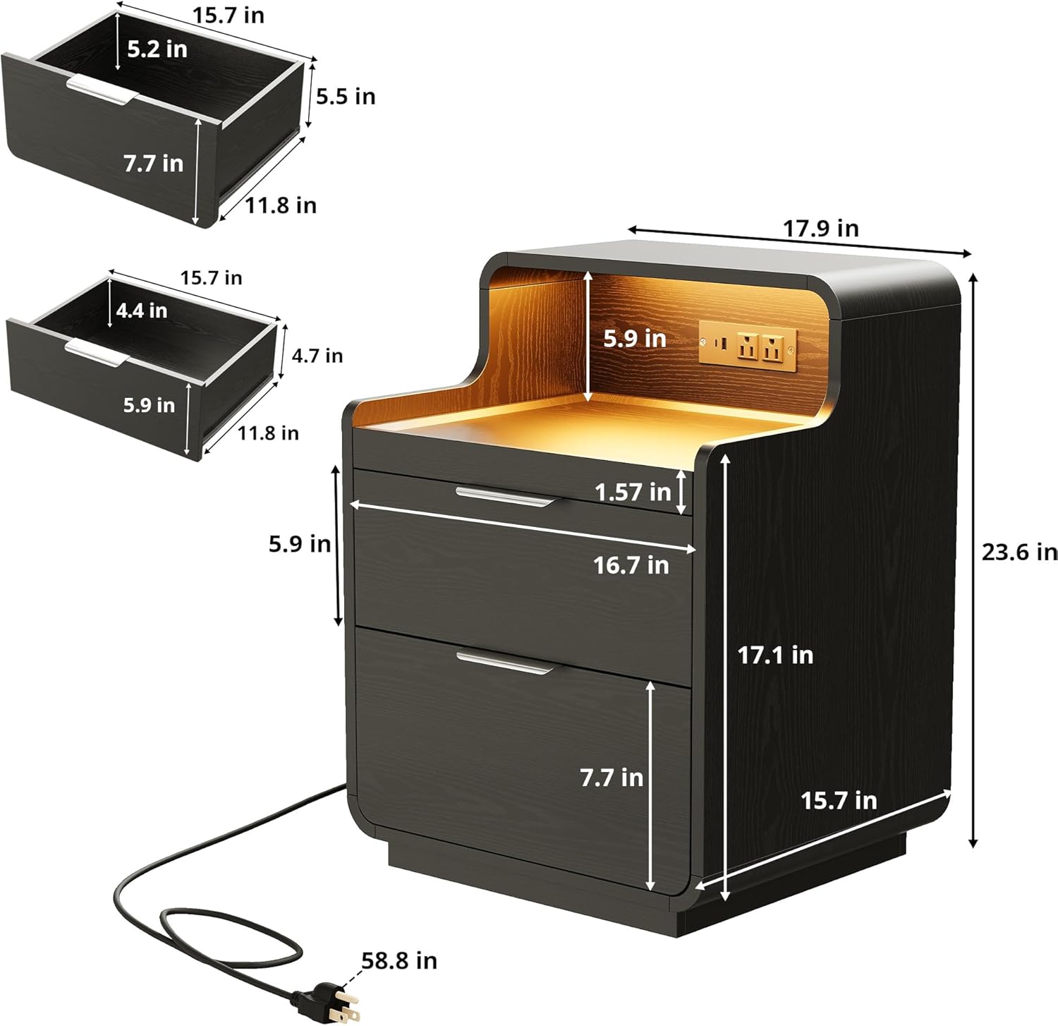 LIKIMIO Pull-Out Shelf Nightstand