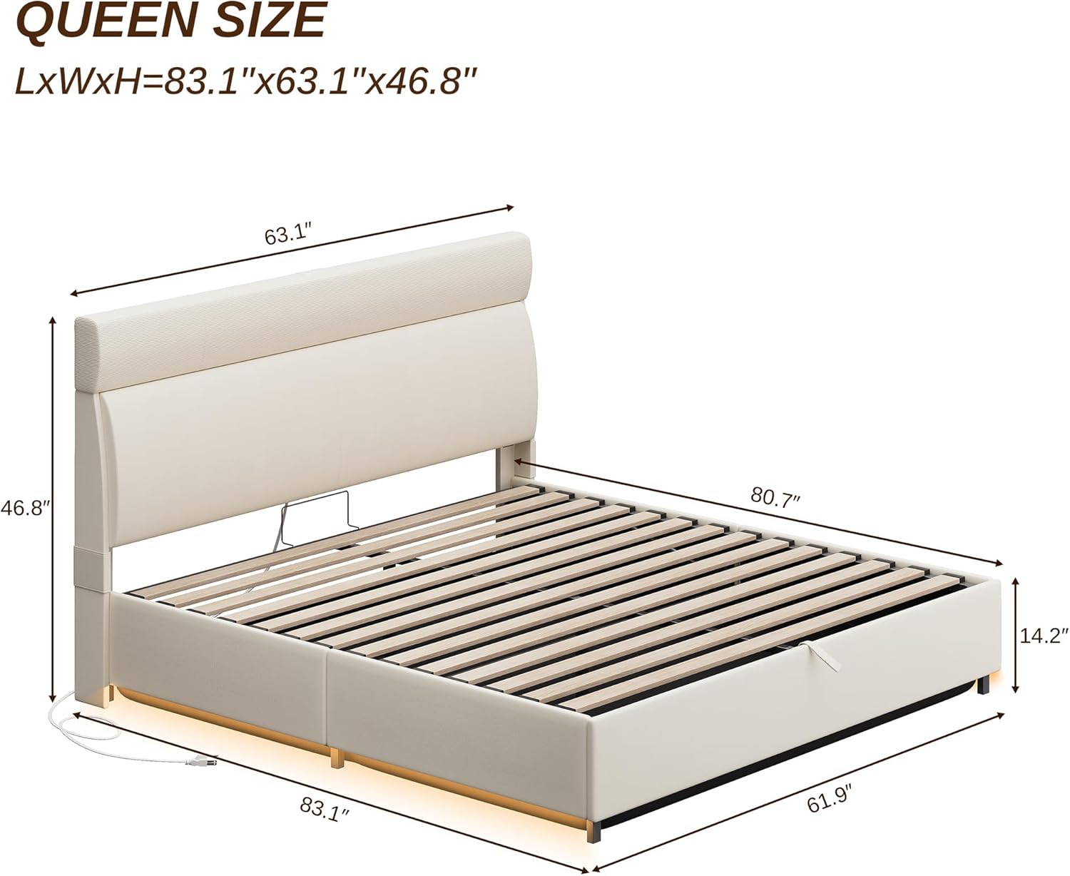 LIKIMIO Liftable Storage Bed Frame